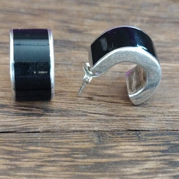 Silpada Sterling Silver Onyx Inlay Earrings - Picture 6 of 7